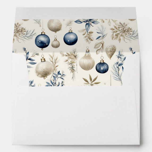 Enveloppe Motif de Noël bleu et or sophistiqué (Dos (Bas))