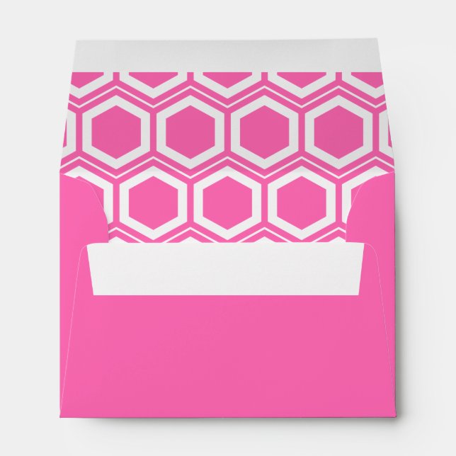 Enveloppe Motif de peigne rose chaud et blanc (Dos (Bas))