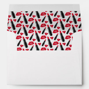Enveloppe Motif de point de polka de rouge à lèvres et de