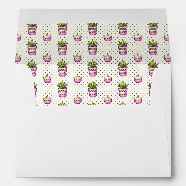 Enveloppe Motif de point succulent de polka d'aquarelle (Dos (Bas))