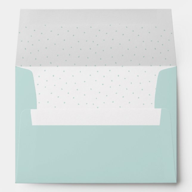 Enveloppe Motif de points modernes blancs et bleu Aqua (Dos (Bas))