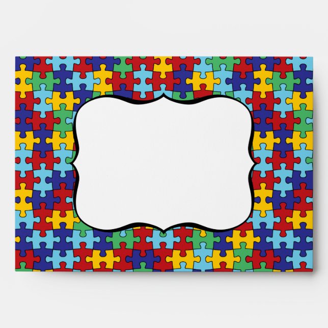 Enveloppe Motif de puzzle sensibilisation sur l'autisme (Devant)