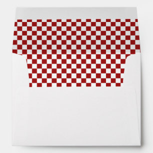 Enveloppe Motif de tableau rouge et blanc de canneberge