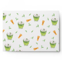 Motif de thé vert à la crème de chat