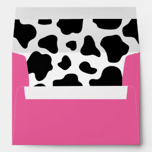 Enveloppe Motif de vache rose chaud