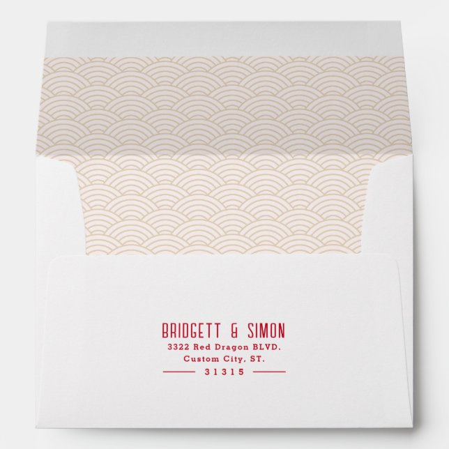 Enveloppe Motif de vague | Style beige préadressé (Dos (Bas))