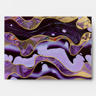 Enveloppe motif d'encre violet et or