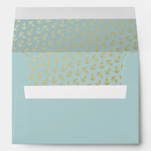 Enveloppe Motif des Ancres dorées