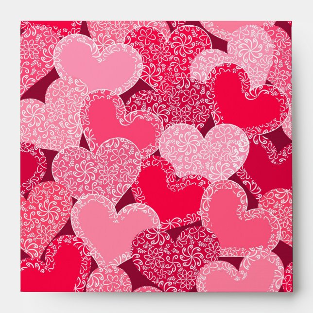 Enveloppe Motif des coeurs floraux rouges (Devant)