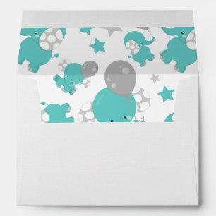 Enveloppe Motif Des Eléphants Bleus, Eléphants Mignons, Étoi