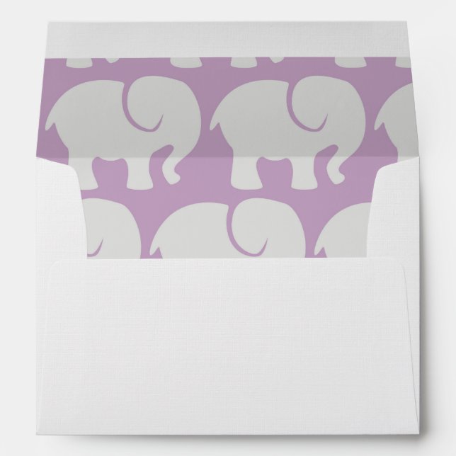 Enveloppe Motif Des Eléphants, Motif Des Éléphants, Violet (Dos (Bas))