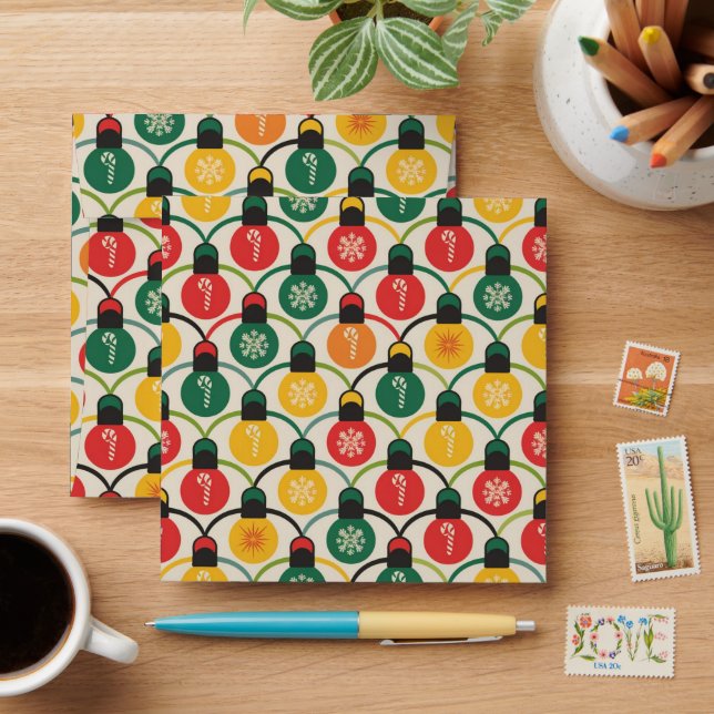 Enveloppe Motif des lumières de Noël rétro (Desk)