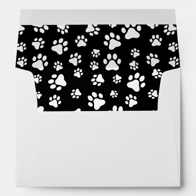 Enveloppe Motif des pattes, Empreintes de pattes, noir et bl (Dos (Bas))