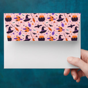 Enveloppe Motif d'Halloween mou et rose