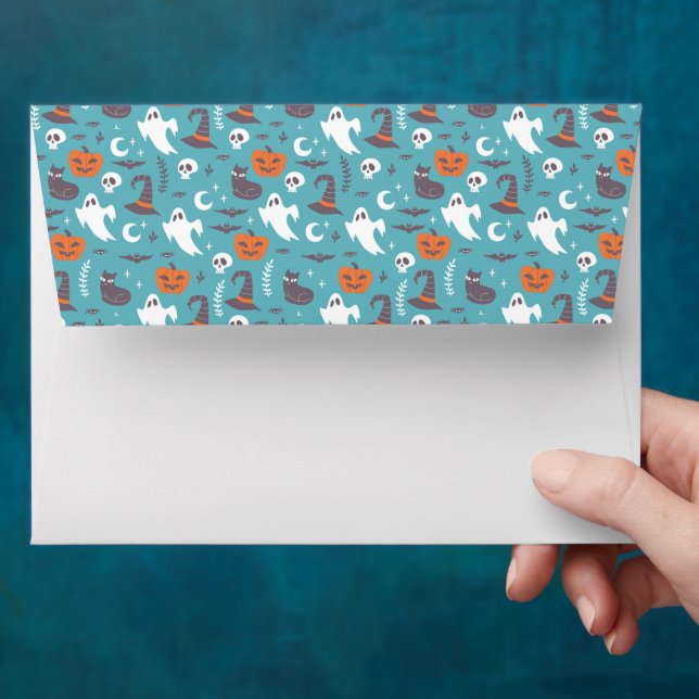 Enveloppe Motif d'Halloween Turquoise amusant (Hand)