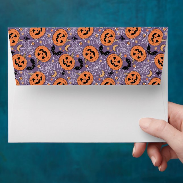 Enveloppe Motif d'Halloween violet Jack-O-lanterne (Hand)
