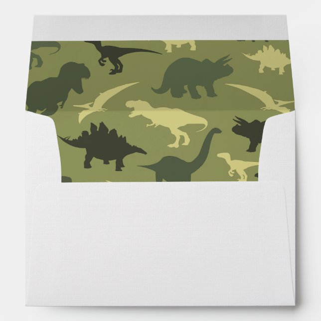 Enveloppe Motif Dinosaure, Silhouette Dinosaure, Dino Vert (Dos (Bas))