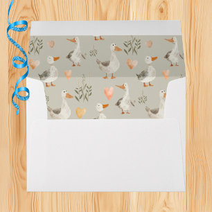 Enveloppe Motif d'oies d'aquarelle mignonne