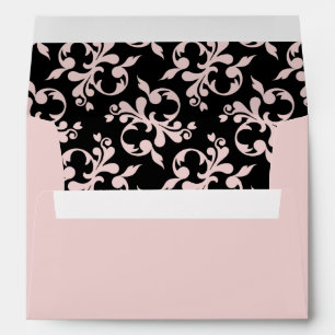 Enveloppe Motif d'ornement rose rococo noir