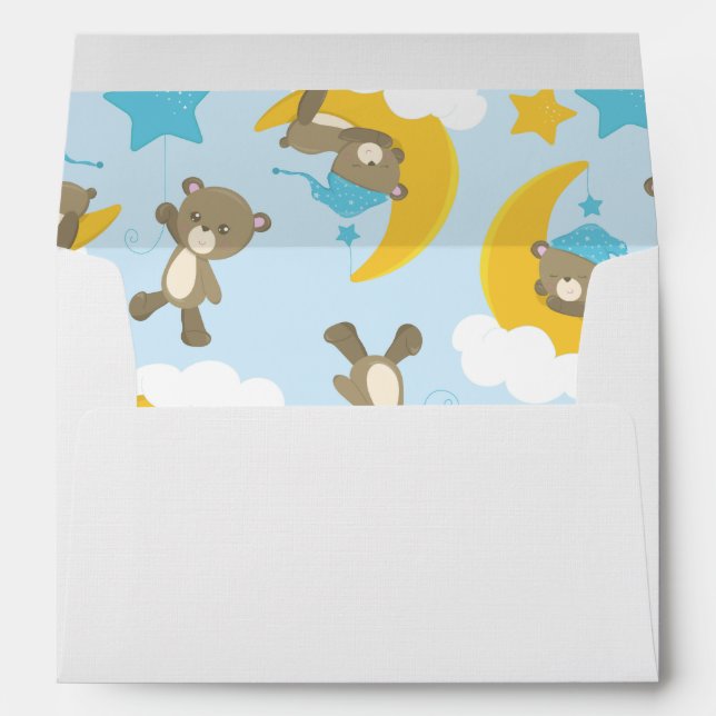 Enveloppe Motif D'Ours, Mignonnes Ours, Nounours, Étoiles (Dos (Bas))