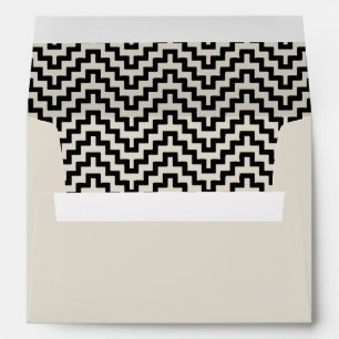 Enveloppe Motif élégant noir et blanc rétro correspondant