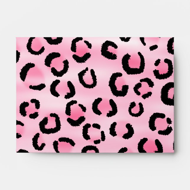 Enveloppe Motif Empreinte de léopard rose. (Devant)