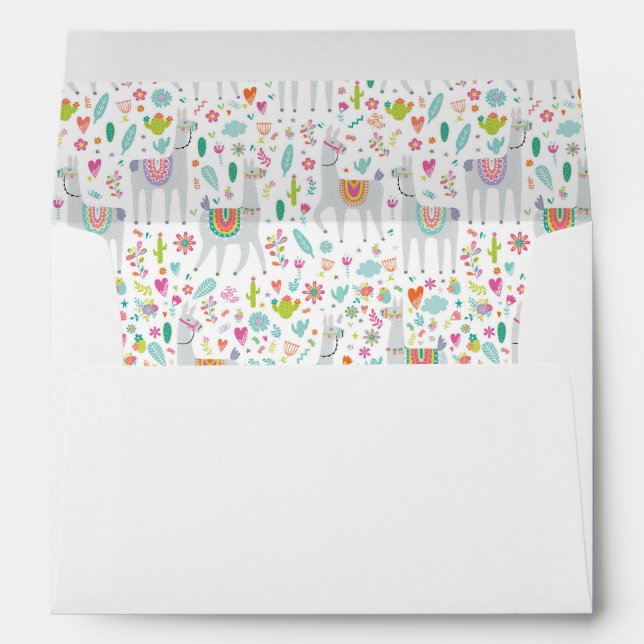 Enveloppe Motif en pastel mignon de lama (Dos (Bas))