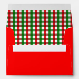 Enveloppe Motif En vichy rouge et vert