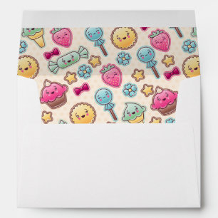 Enveloppe motif enfant de Kawaii avec de mignons gribouillis