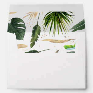 Enveloppe Motif Feuille de verdure tropicale et Palme d'or