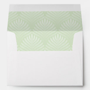 Enveloppe motif feuillu classique en blanc et vert