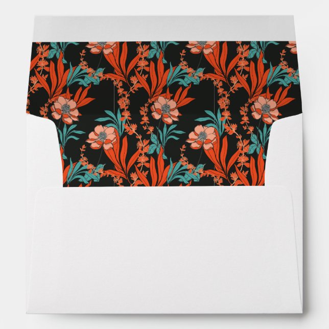 Enveloppe Motif floral abstrait d'orange (Dos (Bas))
