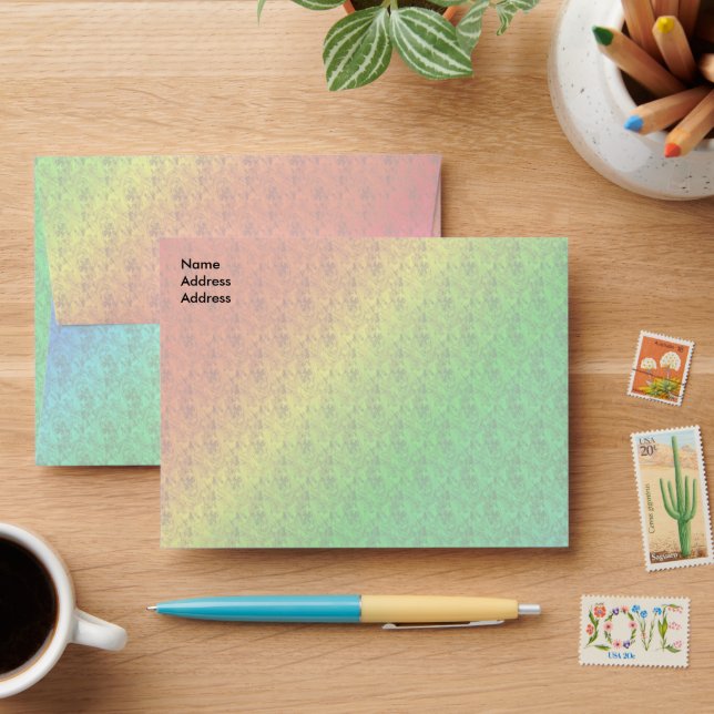 Enveloppe Motif floral arc-en-ciel Mariage d'automne (Desk)