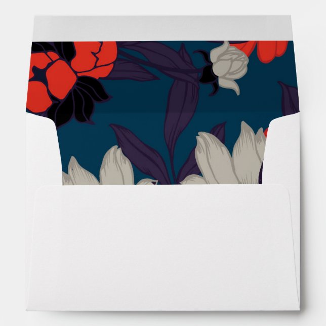 Enveloppe Motif floral bleu et rouge élégant (Dos (Bas))