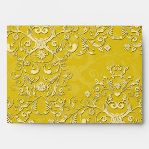 Enveloppe Motif floral damassé jaune vibrant