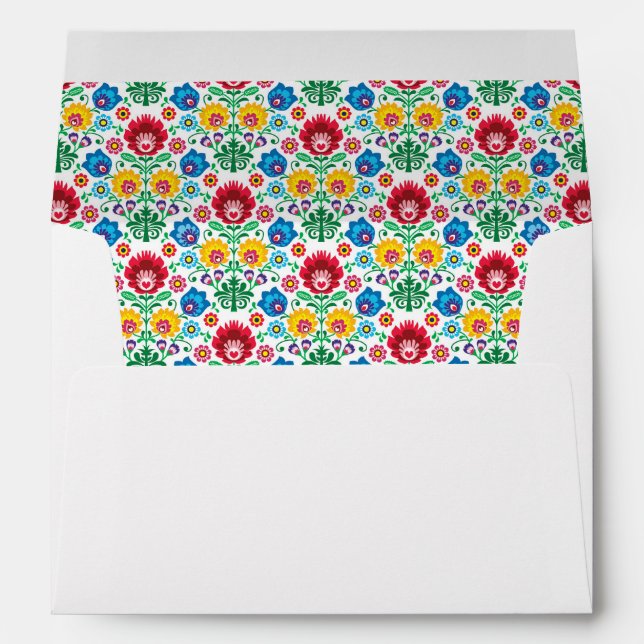 Enveloppe Motif floral d'art populaire de coeur (Dos (Bas))