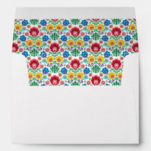 Enveloppe Motif floral d'art populaire de coeur
