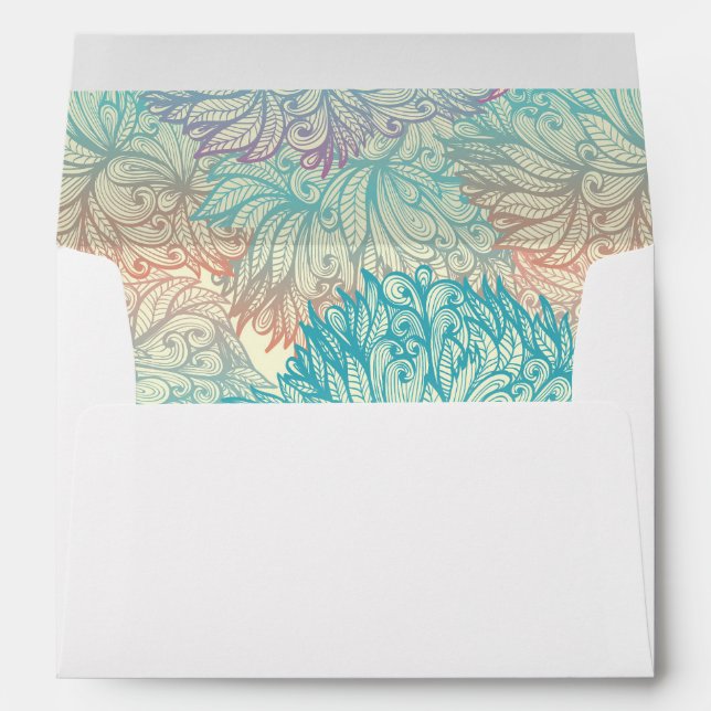 Enveloppe Motif Floral Doodle Multicolor (Dos (Bas))