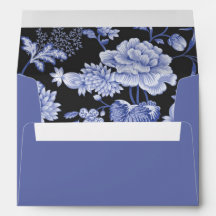 Motif floral en Mariage bleu et noir