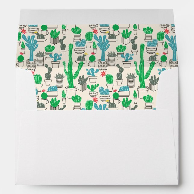 Enveloppe Motif floral naturel mignon de cactus (Dos (Bas))