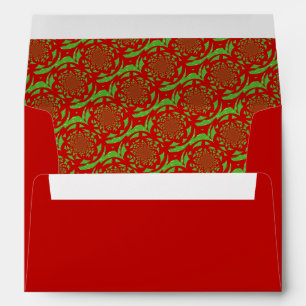 Enveloppe Motif fractal rouge et vert
