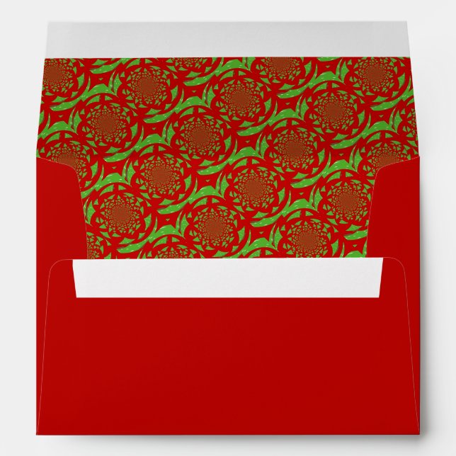 Enveloppe Motif fractal rouge et vert (Dos (Bas))