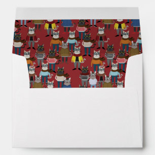 Enveloppe Motif frais de chat de hippie