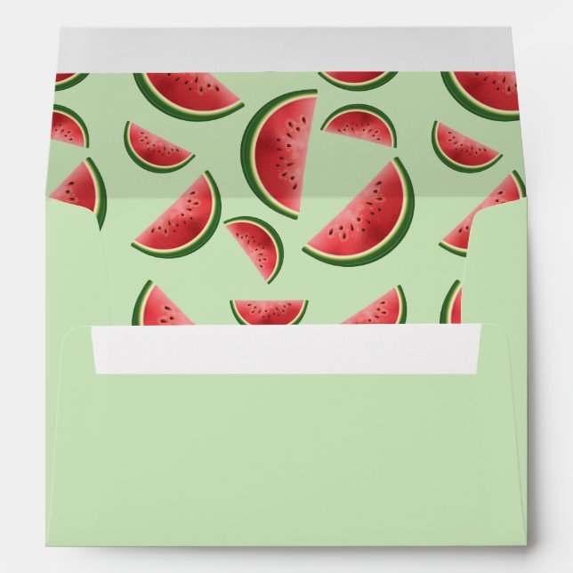 Enveloppe Motif Fruit De Pastèque Sur Vert (Dos (Bas))