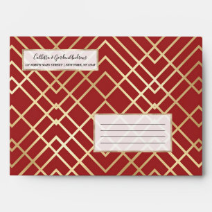 Enveloppe Motif géométrique Art déco rouge chinois moderne