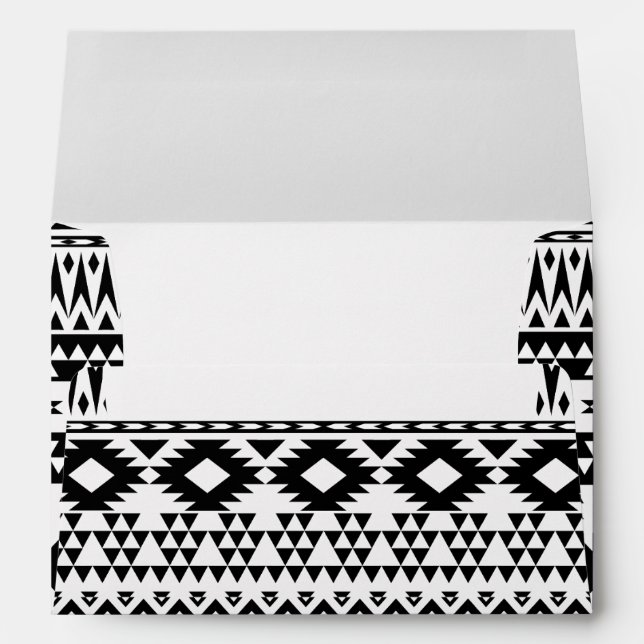 Enveloppe Motif géométrique Aztec noir et blanc (Dos (Bas))