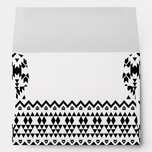 Enveloppe Motif géométrique Aztec noir et blanc (Dos (Bas))