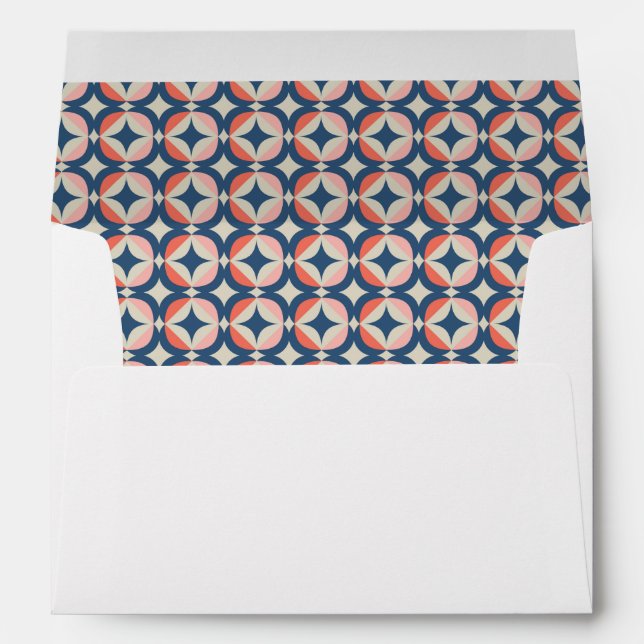 Enveloppe Motif géométrique bleu et de corail
