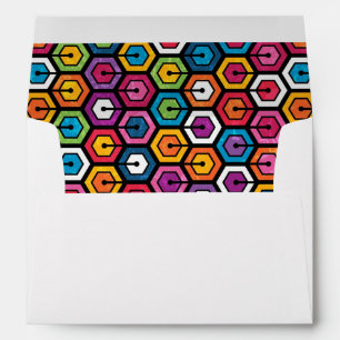 Enveloppe motif géométrique coloré avec hexagones