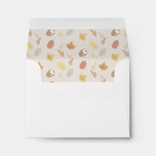 Enveloppe Motif Gland et Feuille d'Automne Crème